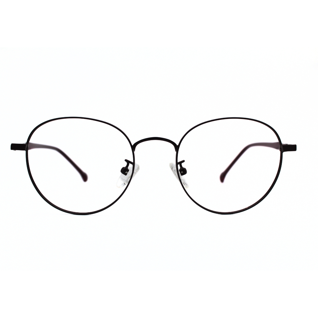 Jubleelens Metal Round Frame 5873 Matt Maroon Eye Glass - Protect Your Eyes in Style with These Round Frames