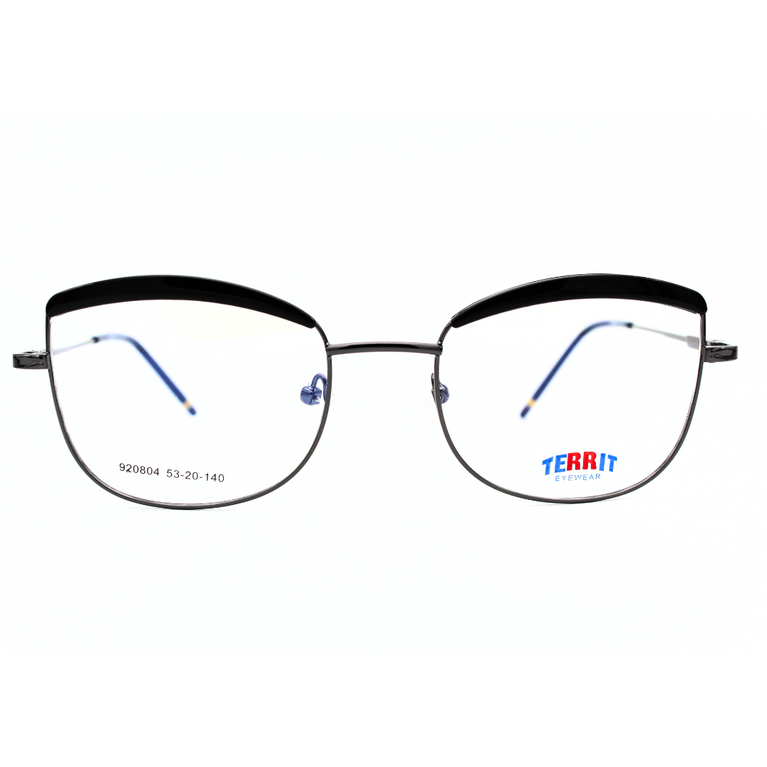 Jubleen's Frame Metal Cat Eye Territ Eye Glass 920804 Cat Eye Black - Gunmetal Black Turn Heads with These Stylish Cat Eye Frames