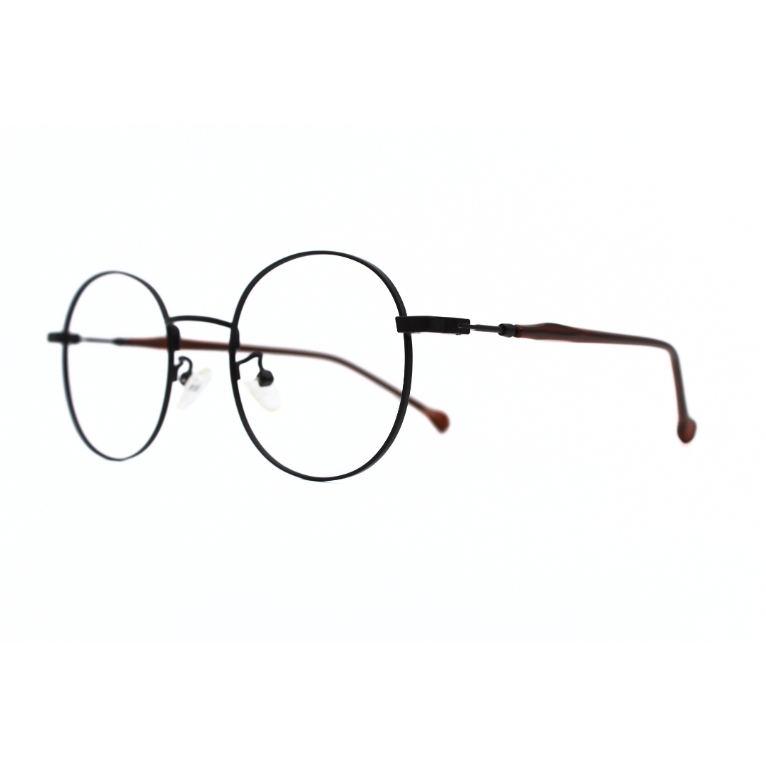 Jubleelens Fancy Metal Round Frame 5871 Round Matt Brown - Stylish and Sophisticated Eyewear in a Unique Matte Brown Color