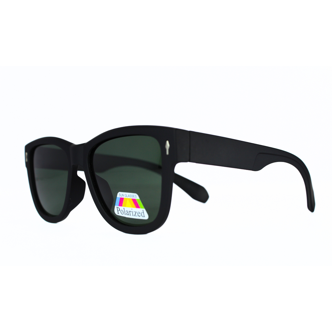 Jubleelens Large Wayfarer Matte Black - Green Polarized 2 Sunglasses: Make a Statement with These Timeless and Stylish Shades