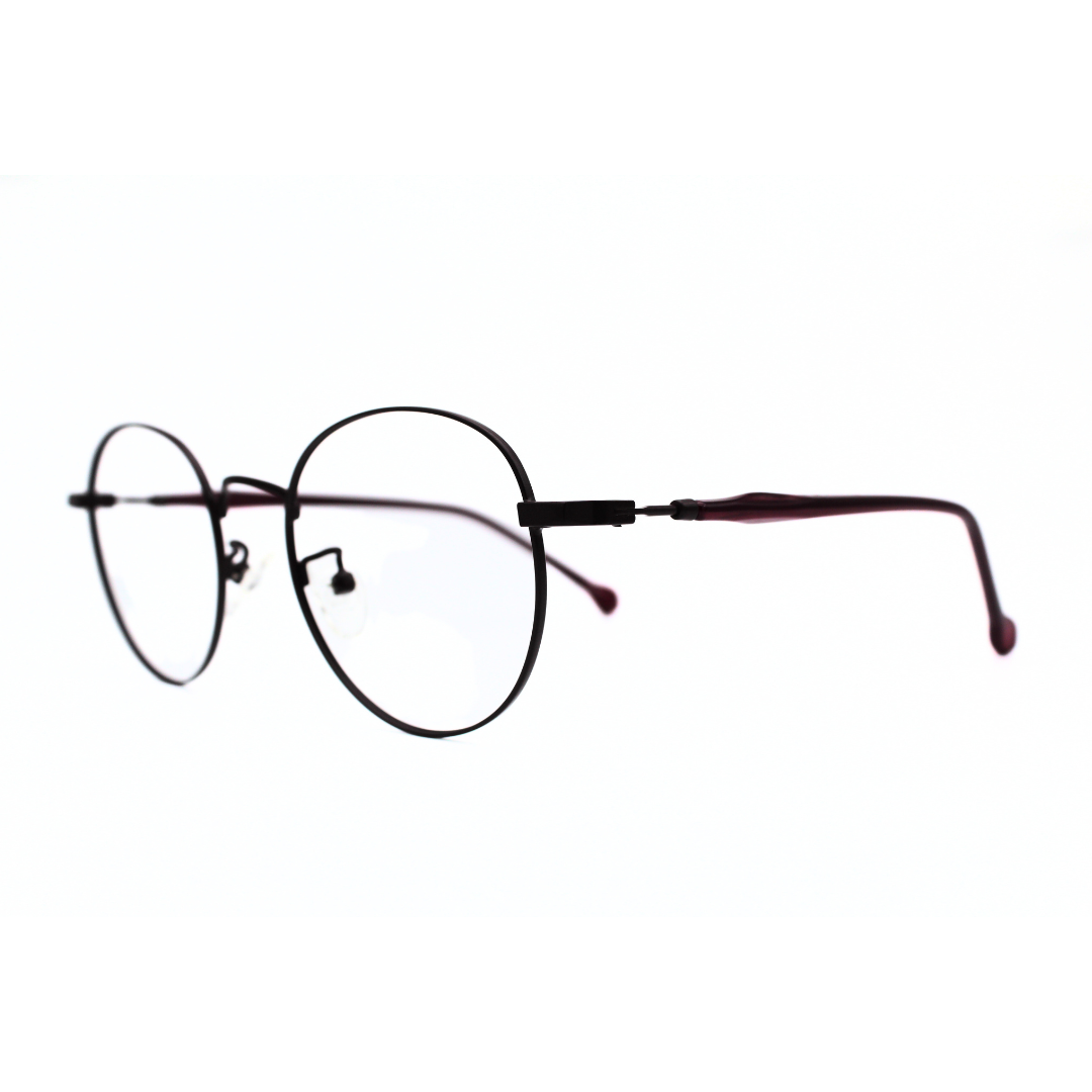 Jubleelens Metal Round Frame 5873 Matt Maroon Eye Glass - Protect Your Eyes in Style with These Round Frames