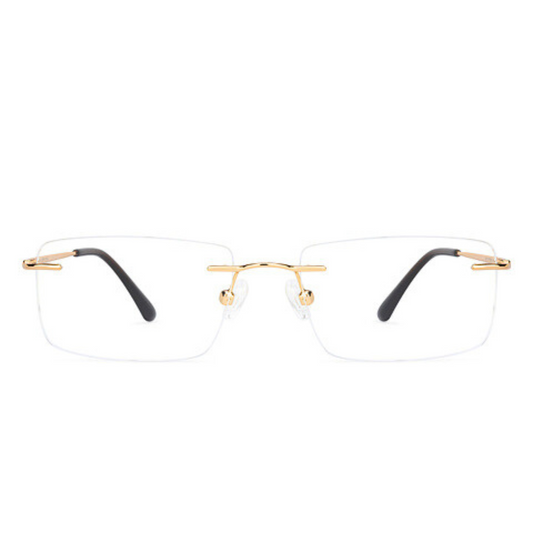 Titanium Golden Rimless Eyeglasses Frame