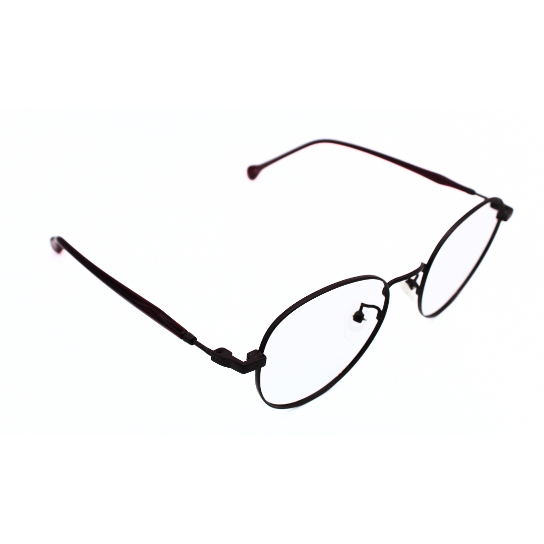 Jubleelens Metal Round Frame 5873 Matt Maroon Eye Glass - Protect Your Eyes in Style with These Round Frames