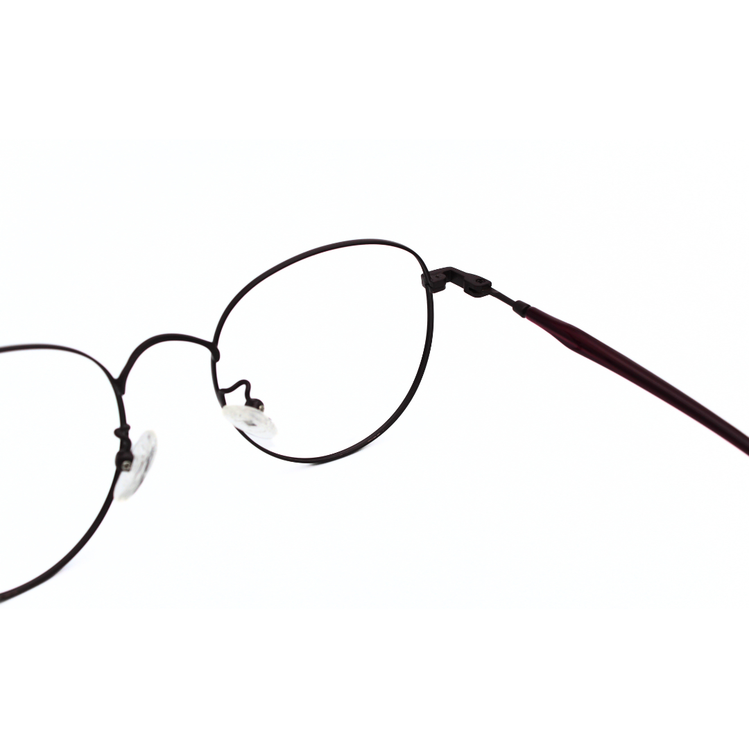 Jubleelens Metal Round Frame 5873 Matt Maroon Eye Glass - Protect Your Eyes in Style with These Round Frames