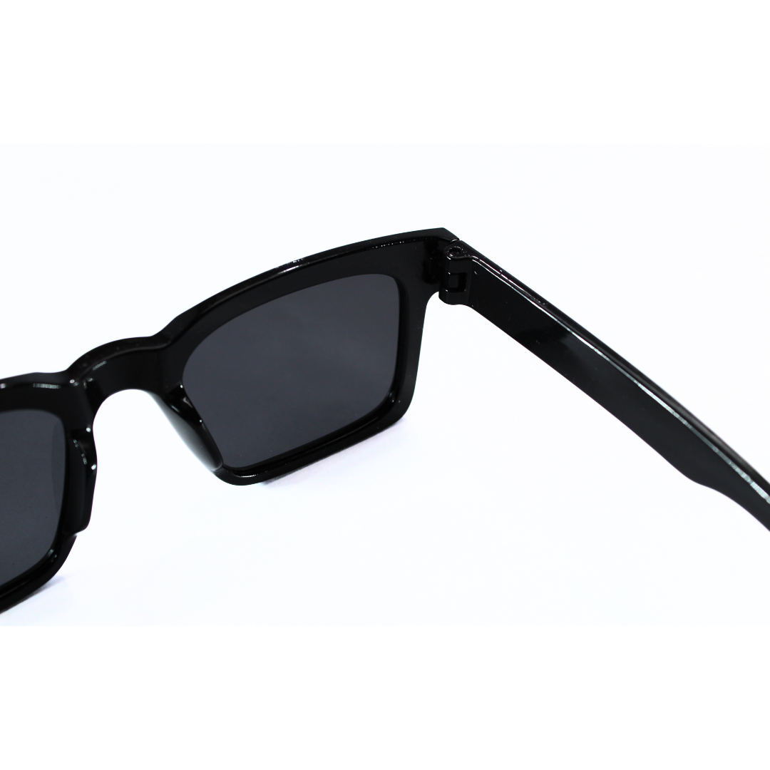 Jubleelens Rectangle Glossy Black Sunglasses - Black Polarized Make a Statement with These Classic and Stylish Shades