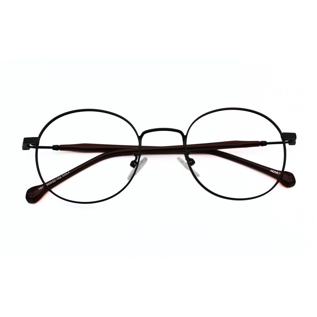 Jubleelens Fancy Metal Round Frame 5871 Round Matt Brown - Stylish and Sophisticated Eyewear in a Unique Matte Brown Color
