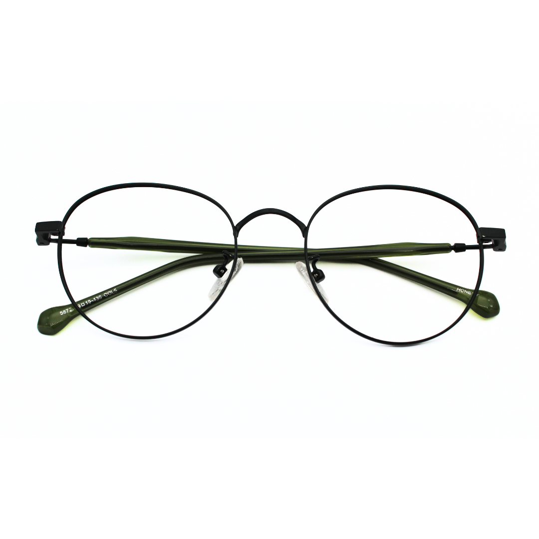 Jubleelens Metal Round Frame 5872 Round Matt Green Eye Glass - See the World in a New Light with These Unique Round Frames