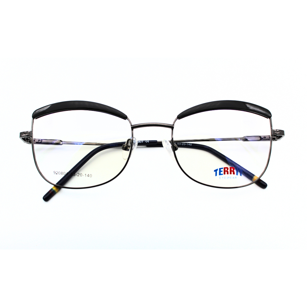 Jubleen's Frame Metal Cat Eye Territ Eye Glass 920804 Cat Eye Black - Gunmetal Black Turn Heads with These Stylish Cat Eye Frames