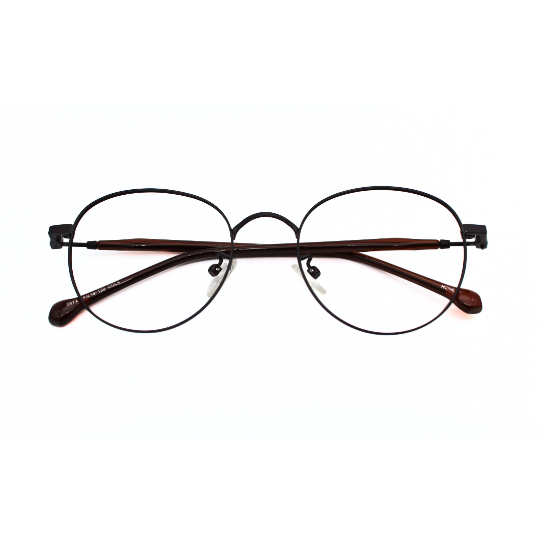 Jubleelens Metal Round Frame 5873 Round Matt Brown Eye Glass - The Perfect Accessory for Any Occasion