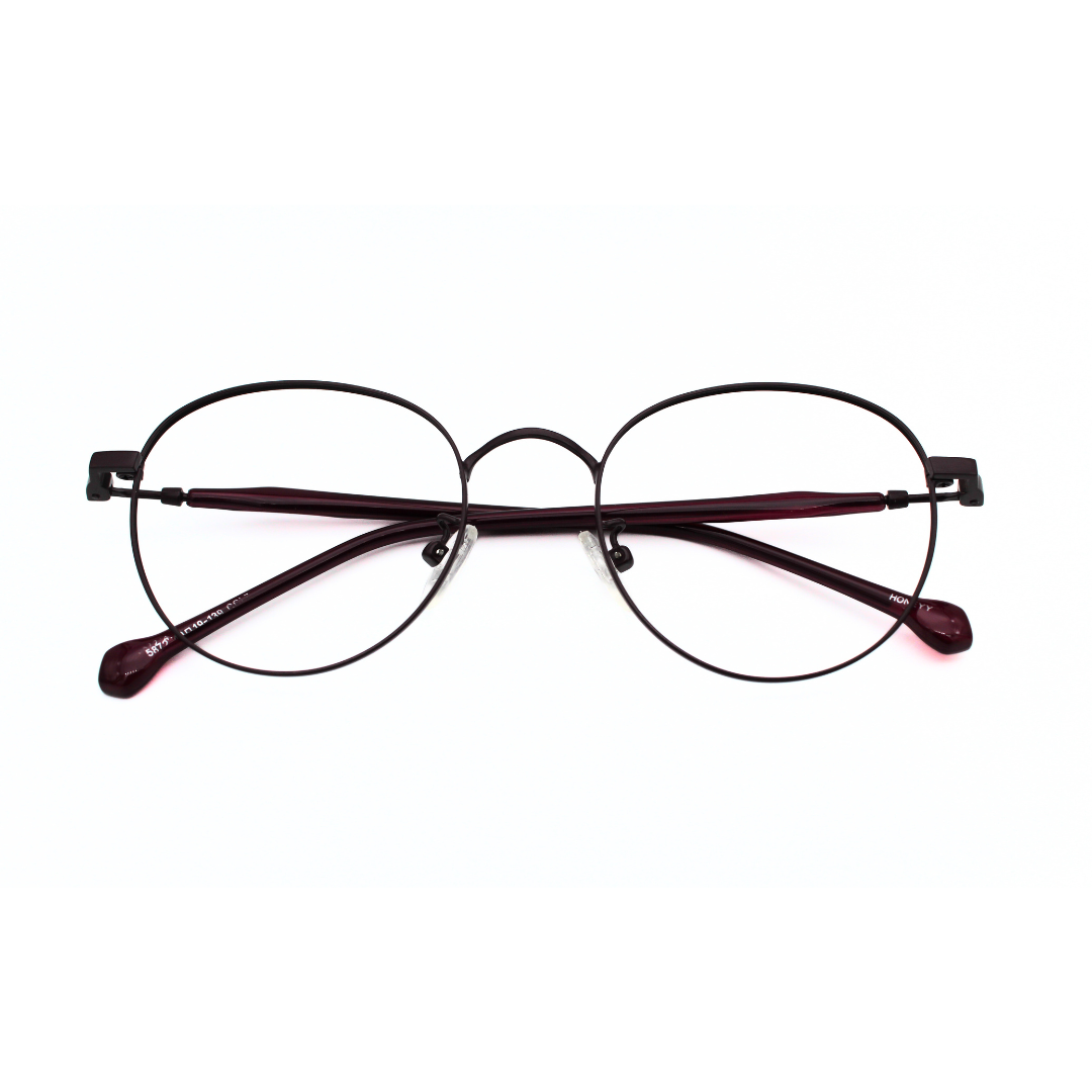 Jubleelens Metal Round Frame 5873 Matt Maroon Eye Glass - Protect Your Eyes in Style with These Round Frames