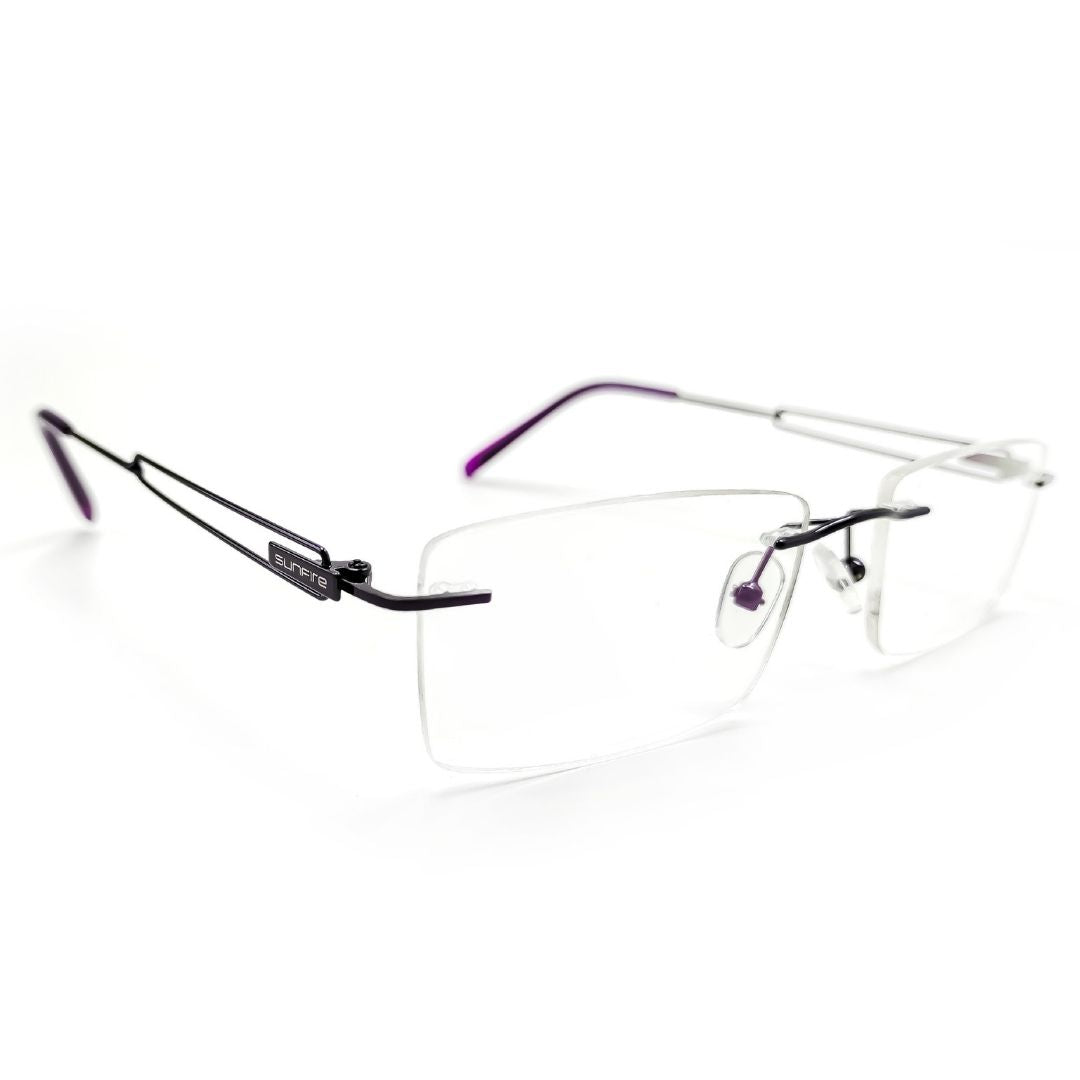 Jubleelens Unisex Blue Silver Rimless Frame Specs