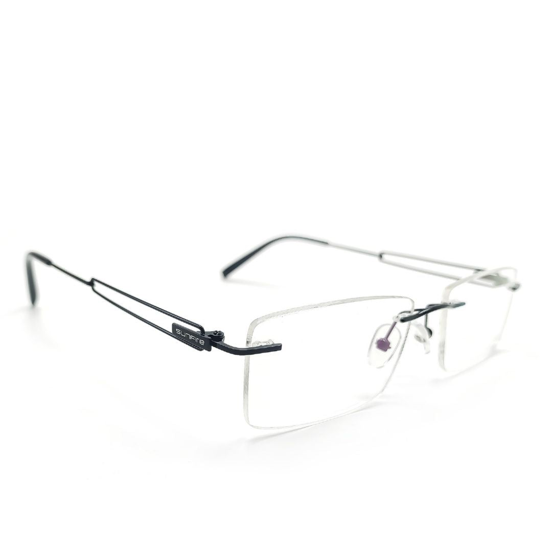 Jubleelens Unisex Blue Silver Rimless Frame Specs