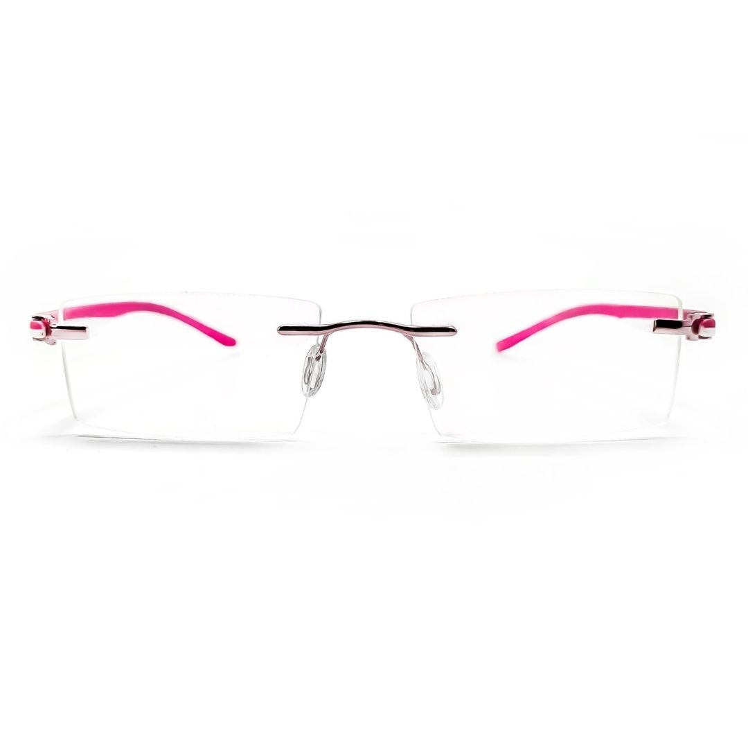 Jubleelens® Rimless Pink White Rectangular Frame