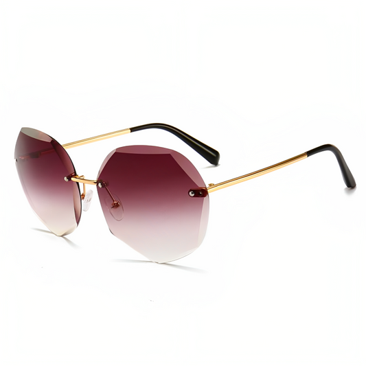 Jubleelens Rimless Brown Sunglasses - Oversized with UV Protection for Woman