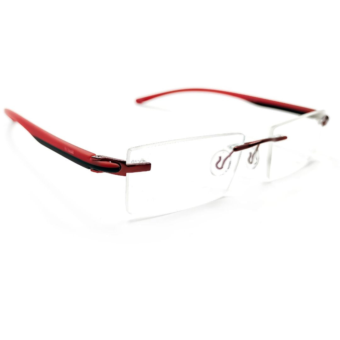 Jubleelens® Rimless Red Black Rectangular Frame