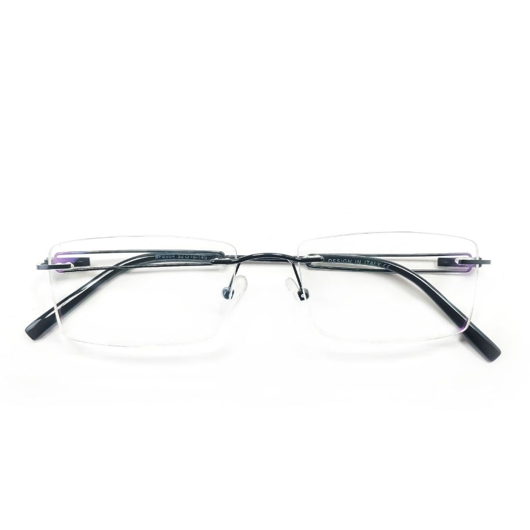 Jubleelens Unisex Blue Silver Rimless Frame Specs