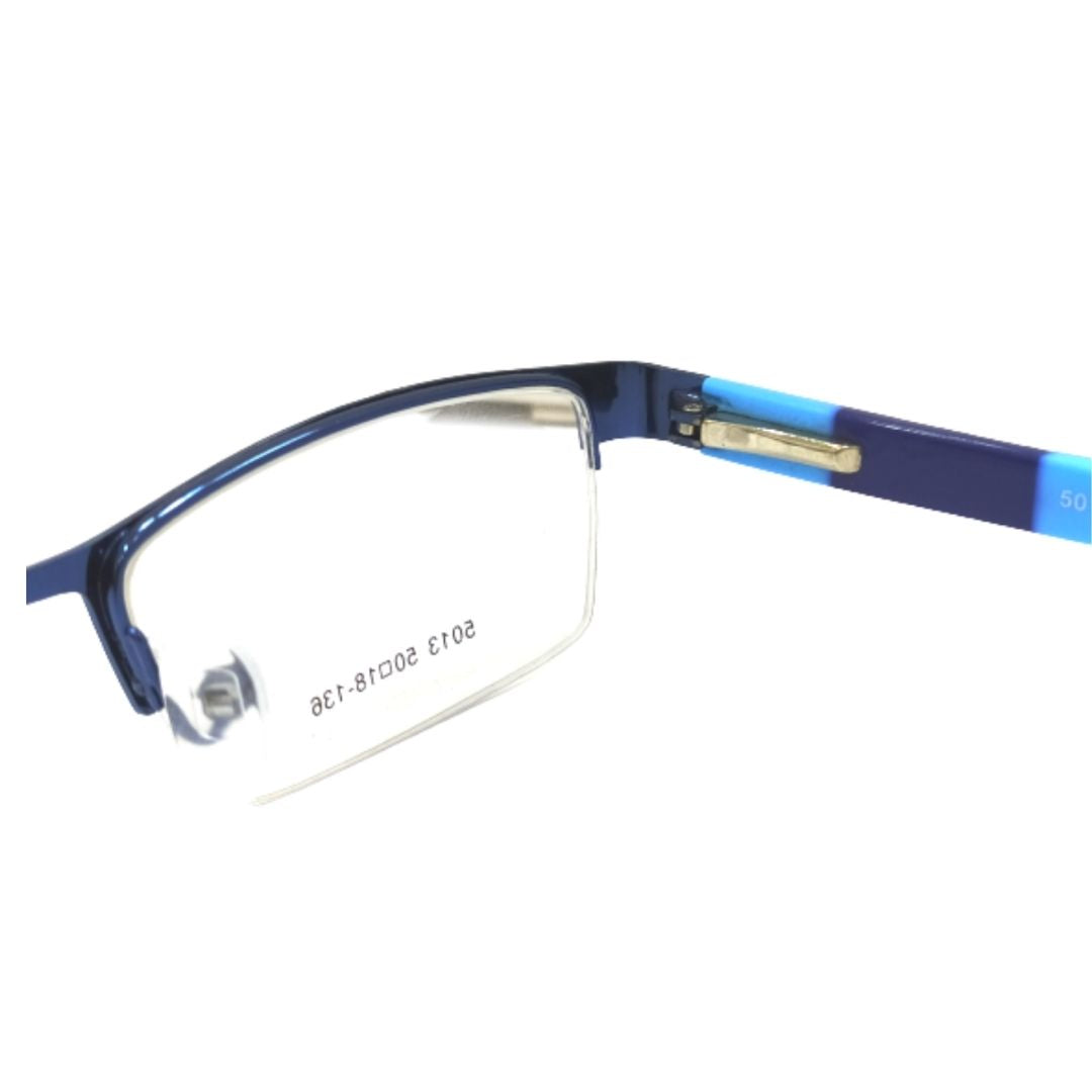 Stylish Blue Black Metal Half Frame 5013
