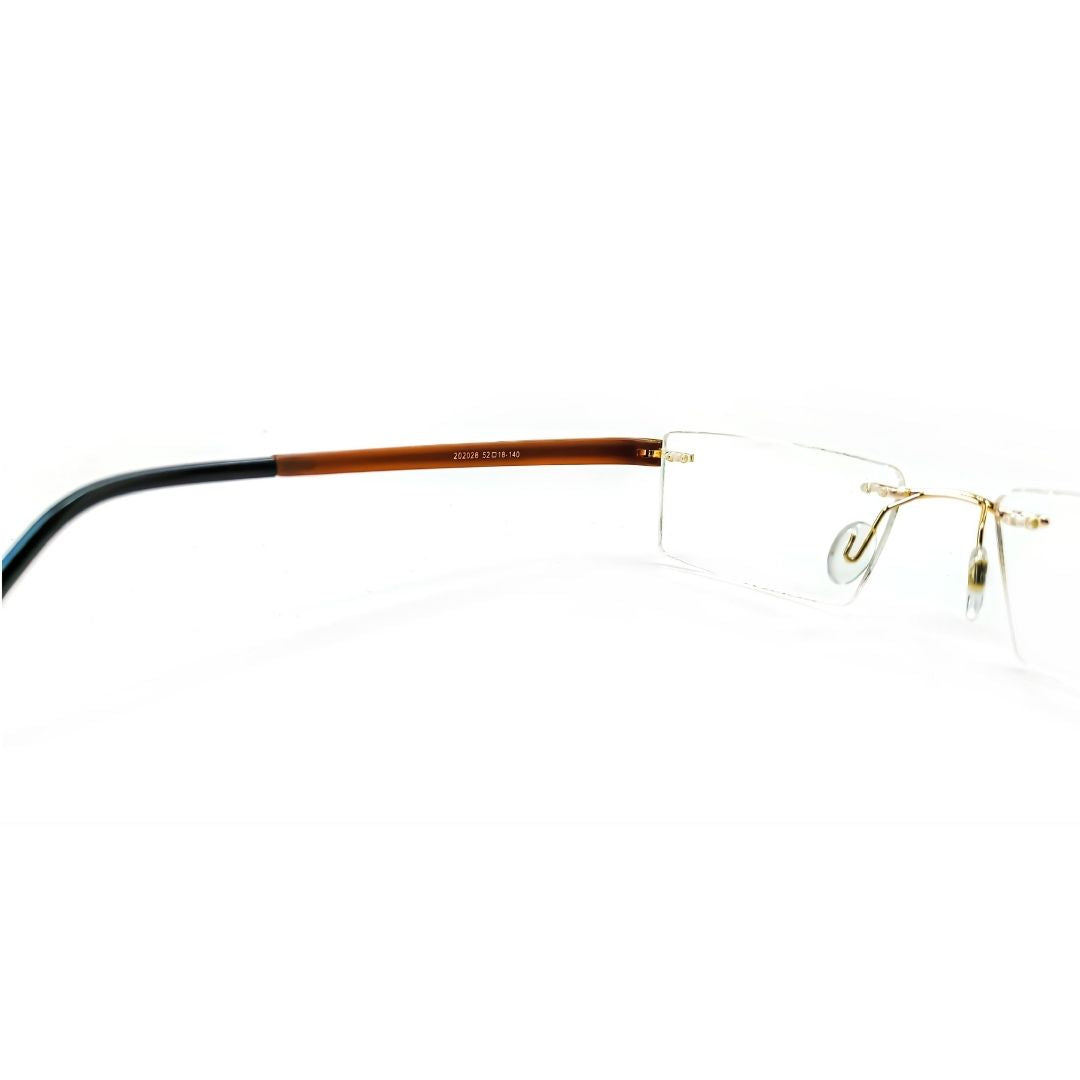Jubleelens® Rectangular Gold Brown Rimless Frame For Unisex