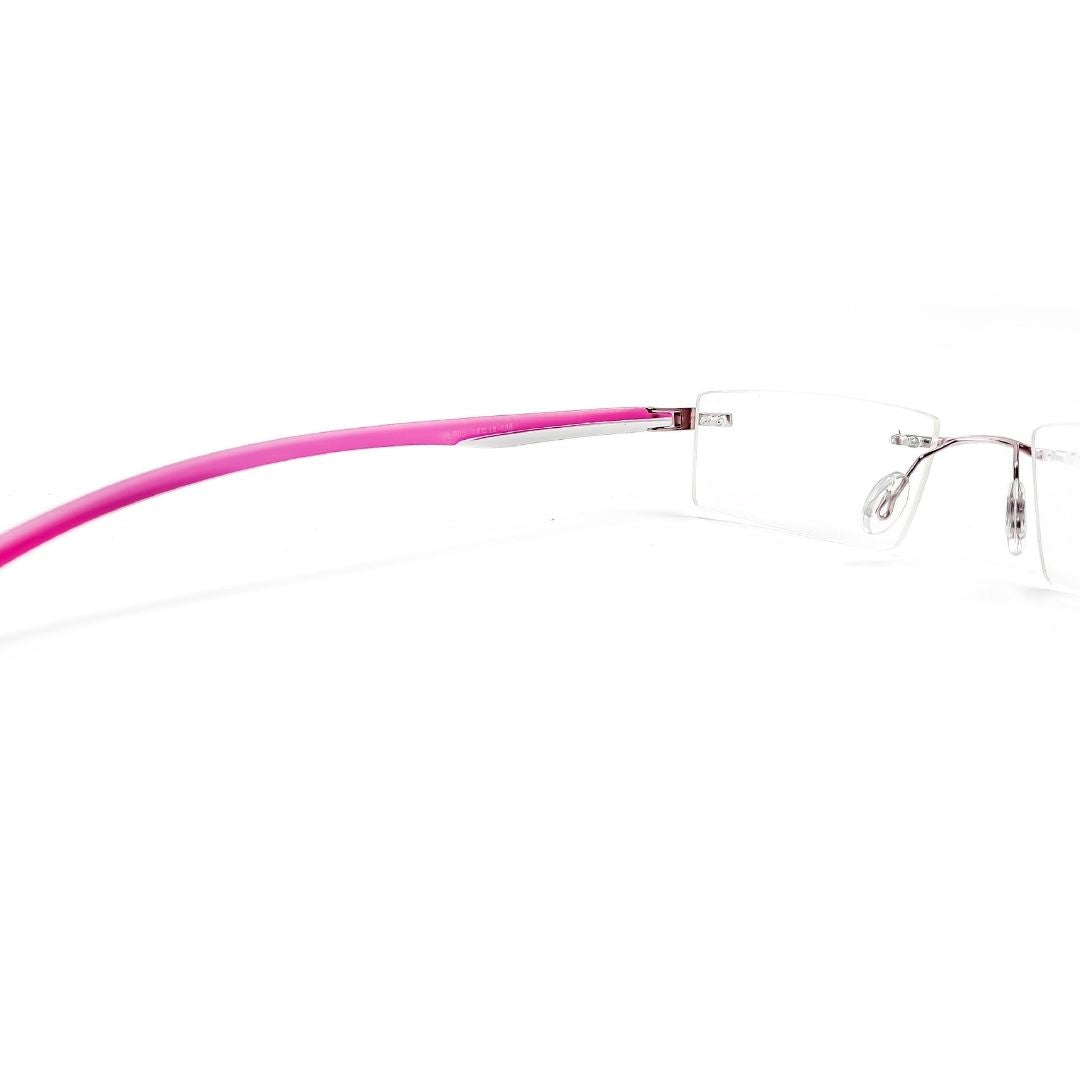 Jubleelens® Rimless Pink White Rectangular Frame