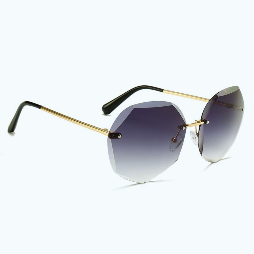 Jubleelens Rimless Black Sunglasses - Oversized with UV Protection for Woman
