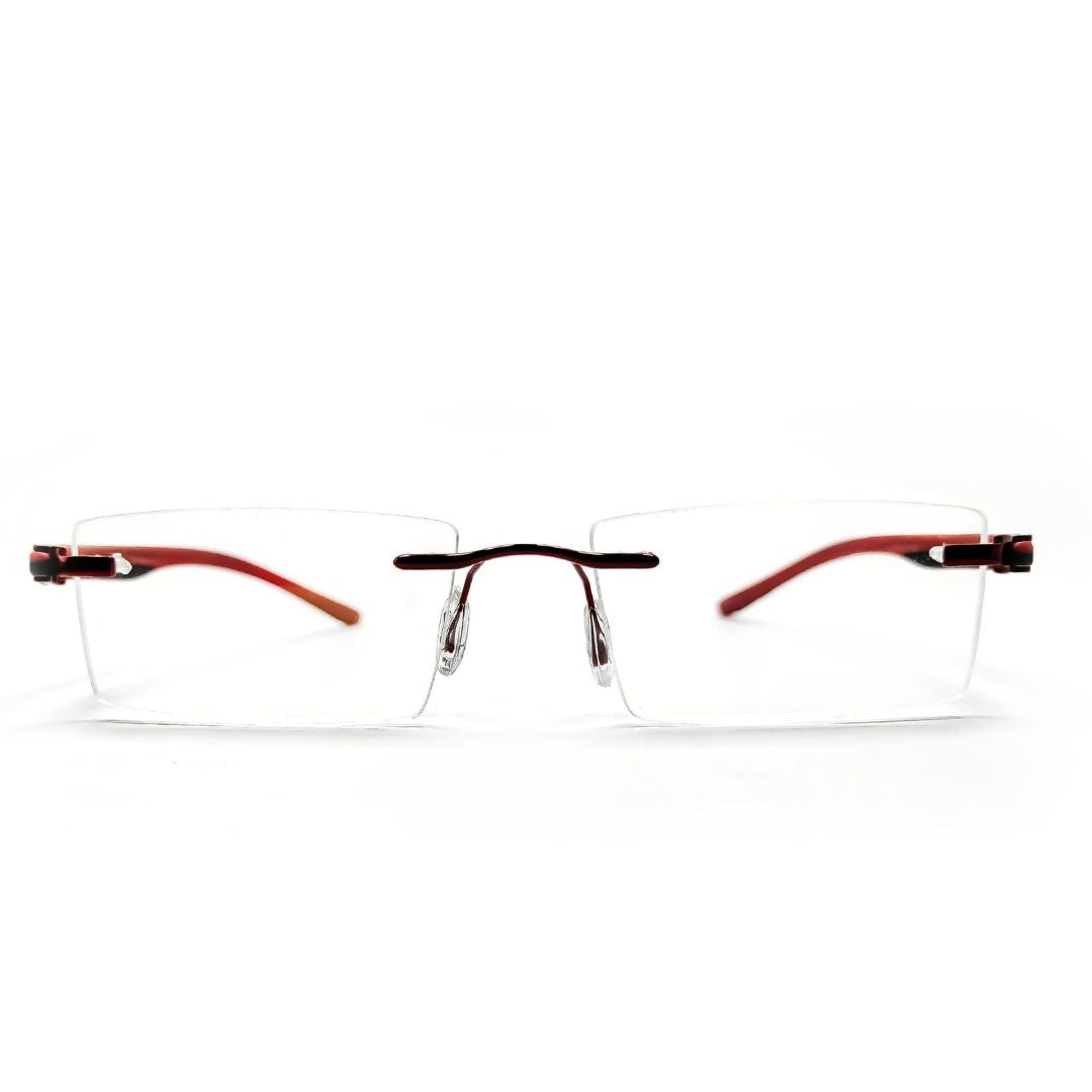 Jubleelens® Rimless Red Black Rectangular Frame