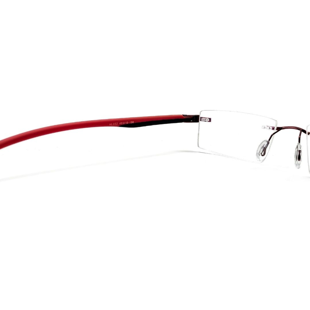 Jubleelens® Rimless Red Black Rectangular Frame