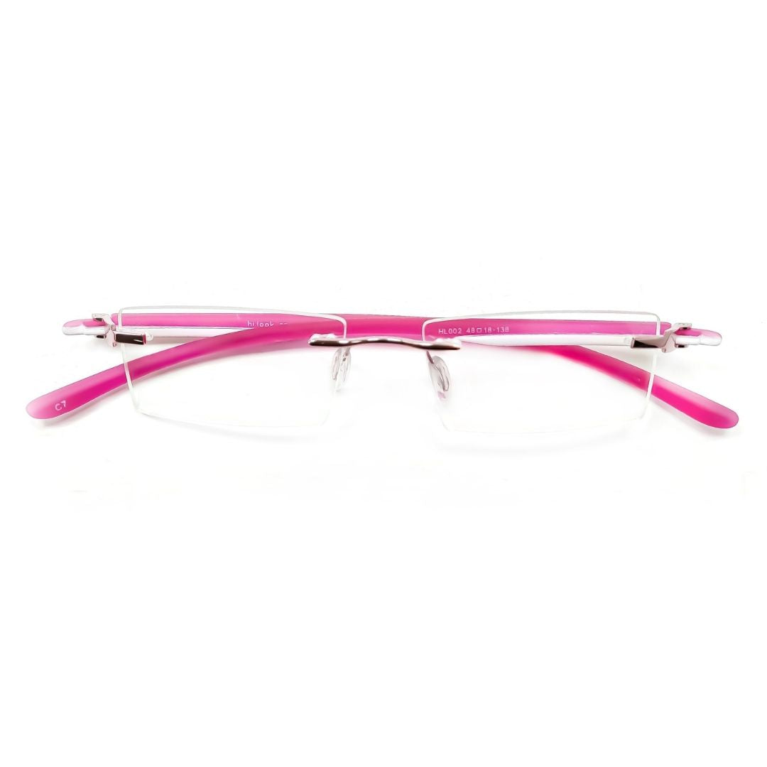 Jubleelens® Rimless Pink White Rectangular Frame