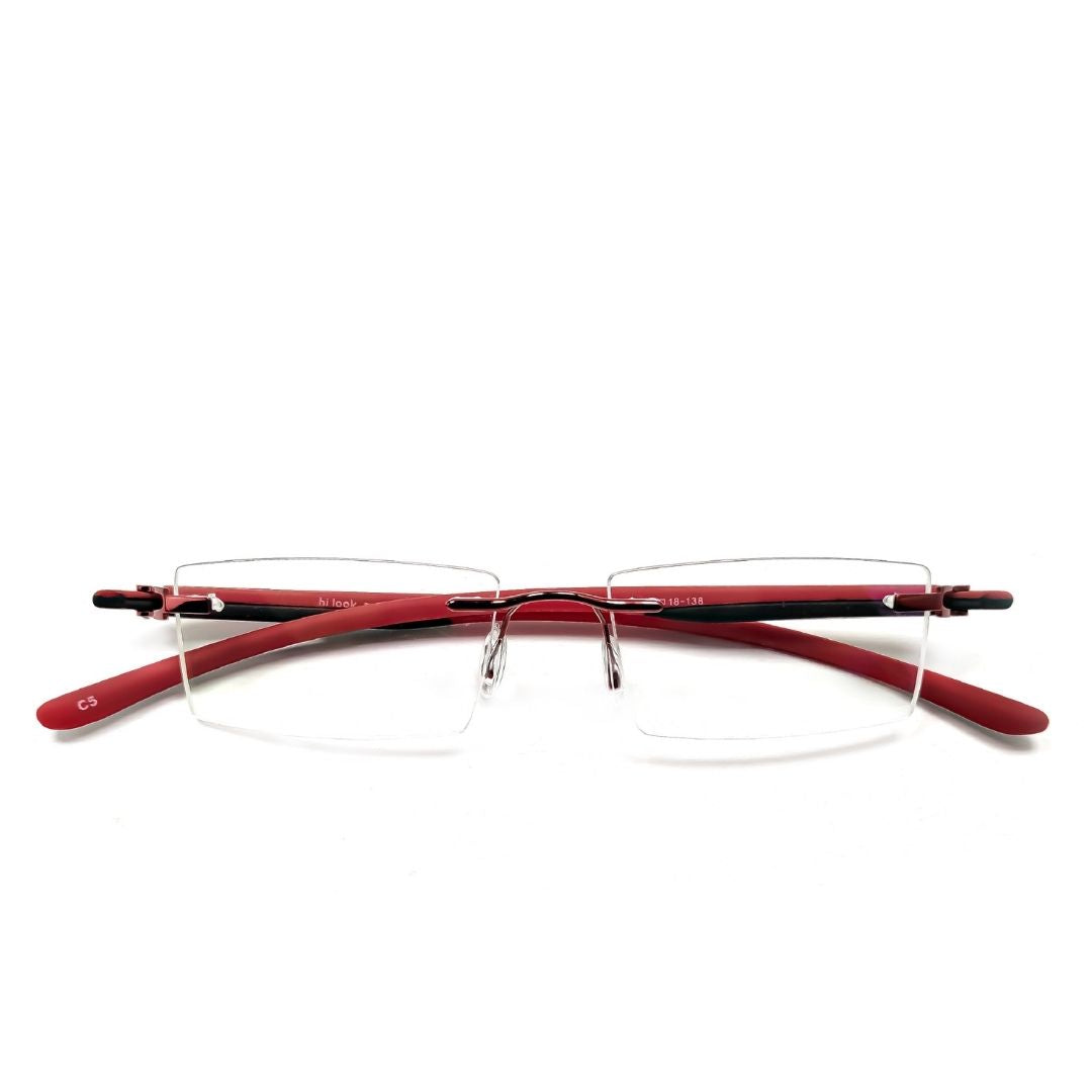 Jubleelens® Rimless Red Black Rectangular Frame