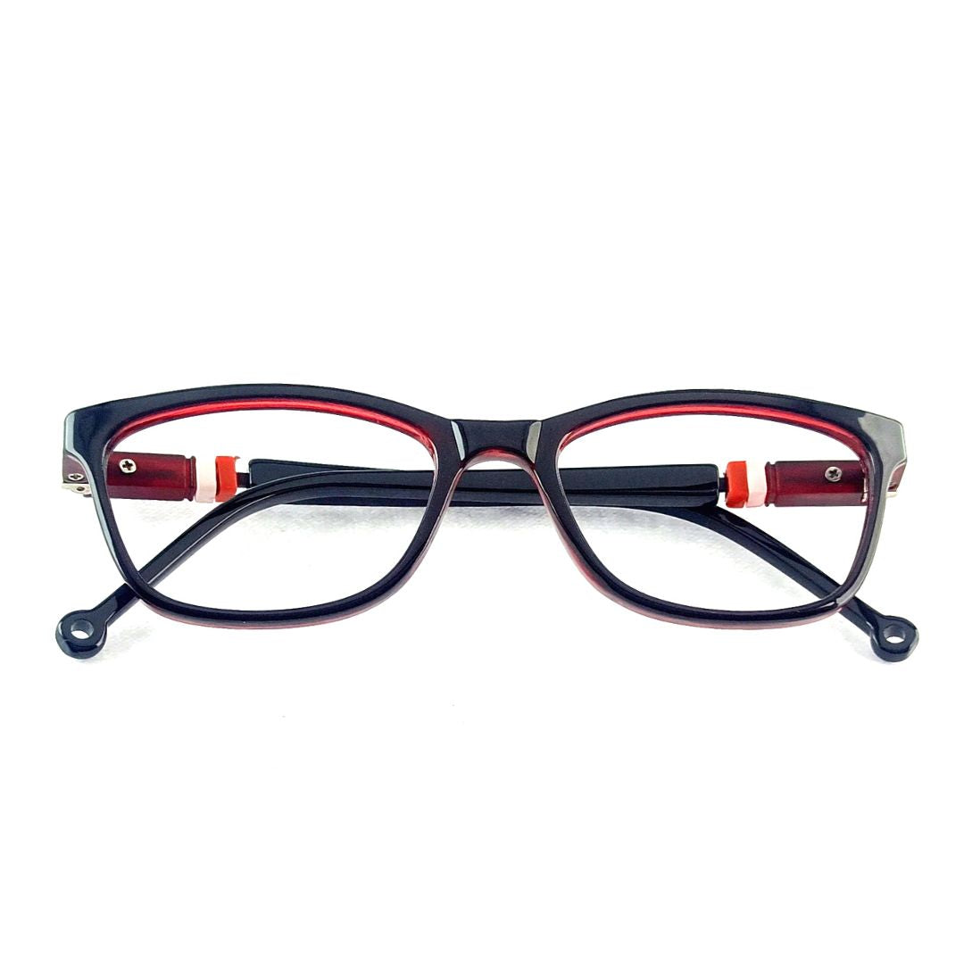 Dark Red Rectangular Jubleelens® Frame Kids- Little Champ