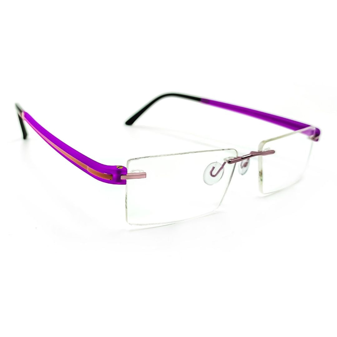 Jubleelens® Rectangular Purple Rimless Frame For Unisex
