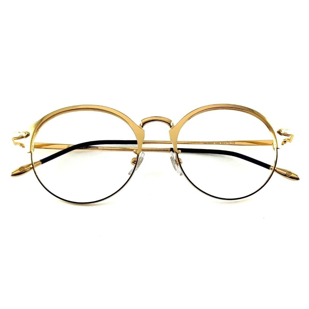 Metal Gold Round Full Rim Frame For Unisex