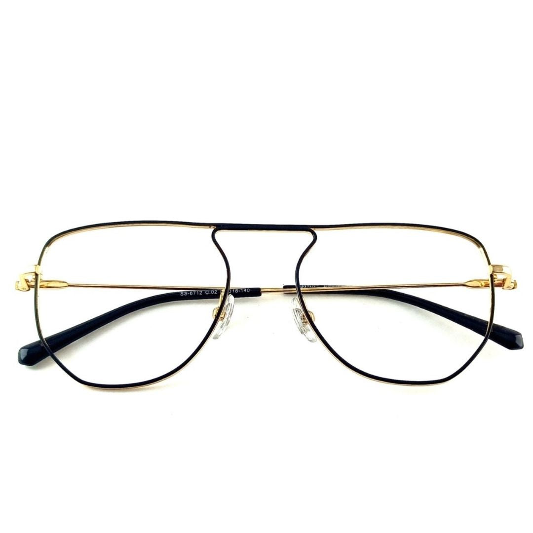 Metal Gold Square Full Rim Frame For Unisex