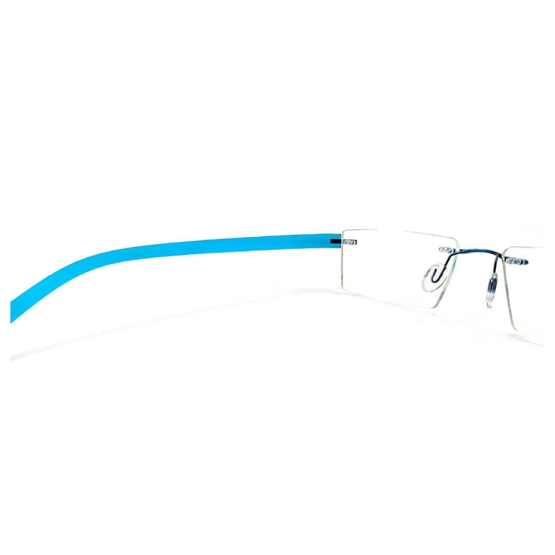 Jubleelens® Rectangular Cyan Rimless Frame For Unisex