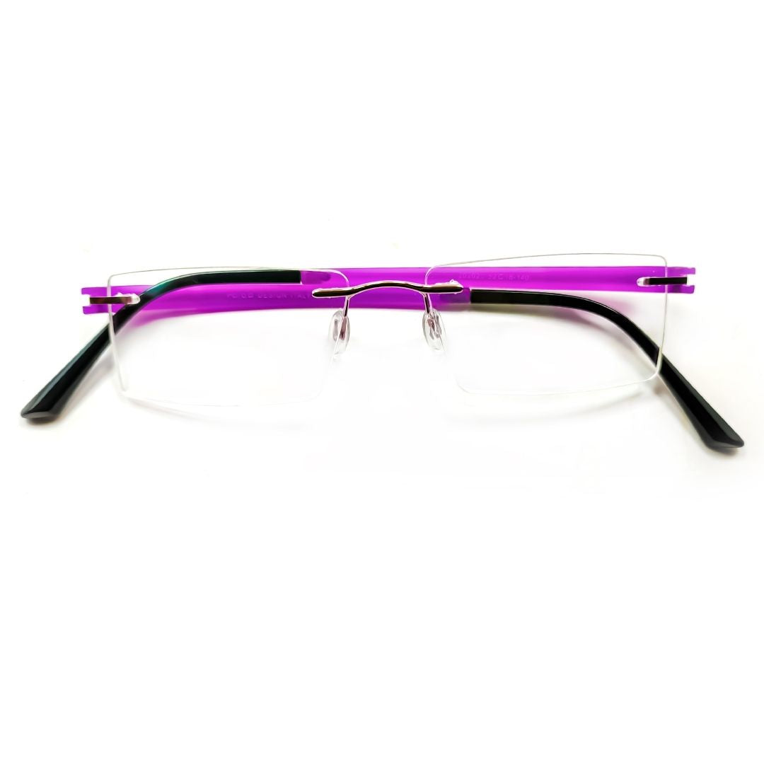Jubleelens® Rectangular Purple Rimless Frame For Unisex