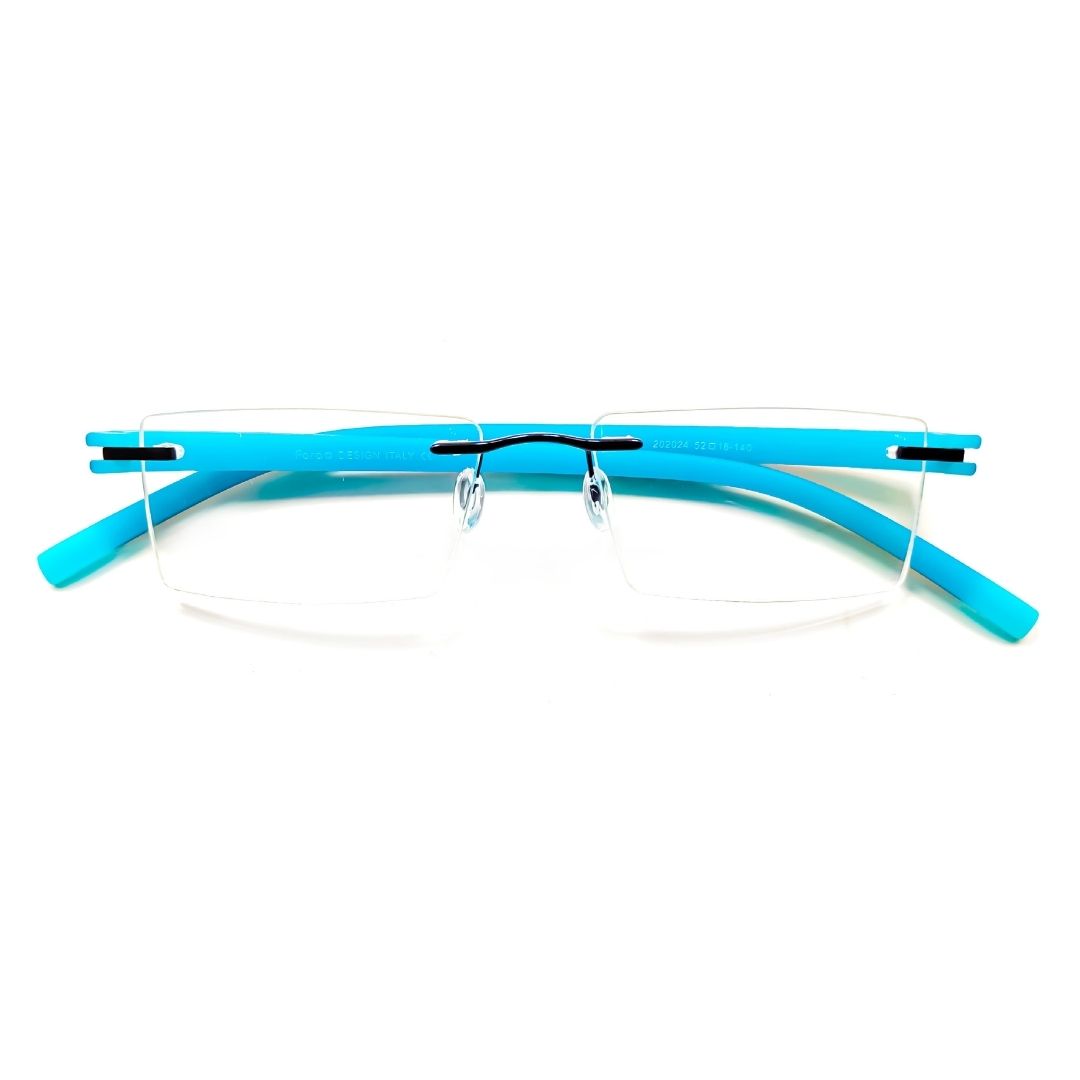 Jubleelens® Rectangular Cyan Rimless Frame For Unisex