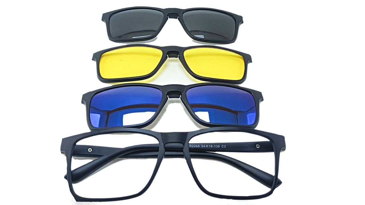 Spectacle Frame with 3Pcs +Night Glass Magnetic Polarized Sunglasses Clip - Jubleelens: Eyeglass