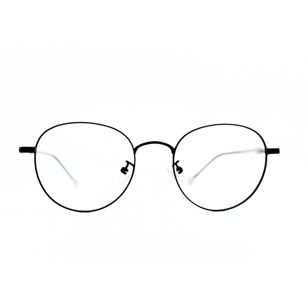 Jubleelens Metal Square5872 Round Matt Black Trans White Black Rod Eyeglasses A Frame for Every Face Shape