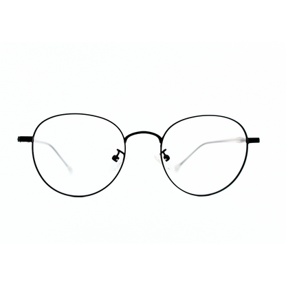 Jubleelens Metal Square5872 Round Matt Black Trans White Black Rod Eyeglasses A Frame for Every Face Shape