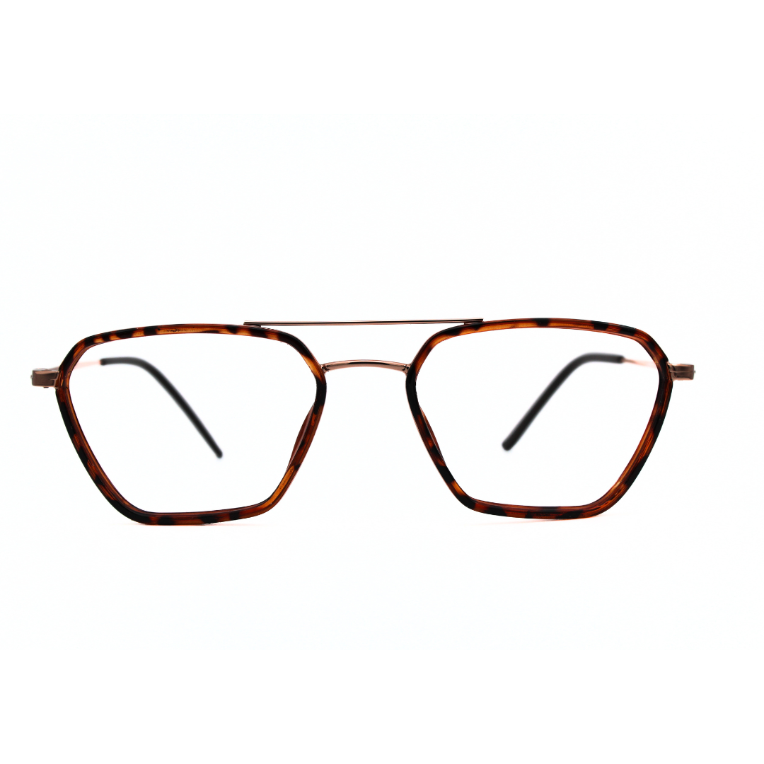 Jubleelens Metal Triangle Tortoise Brown Gold Eyeglasses Elevate Your Style