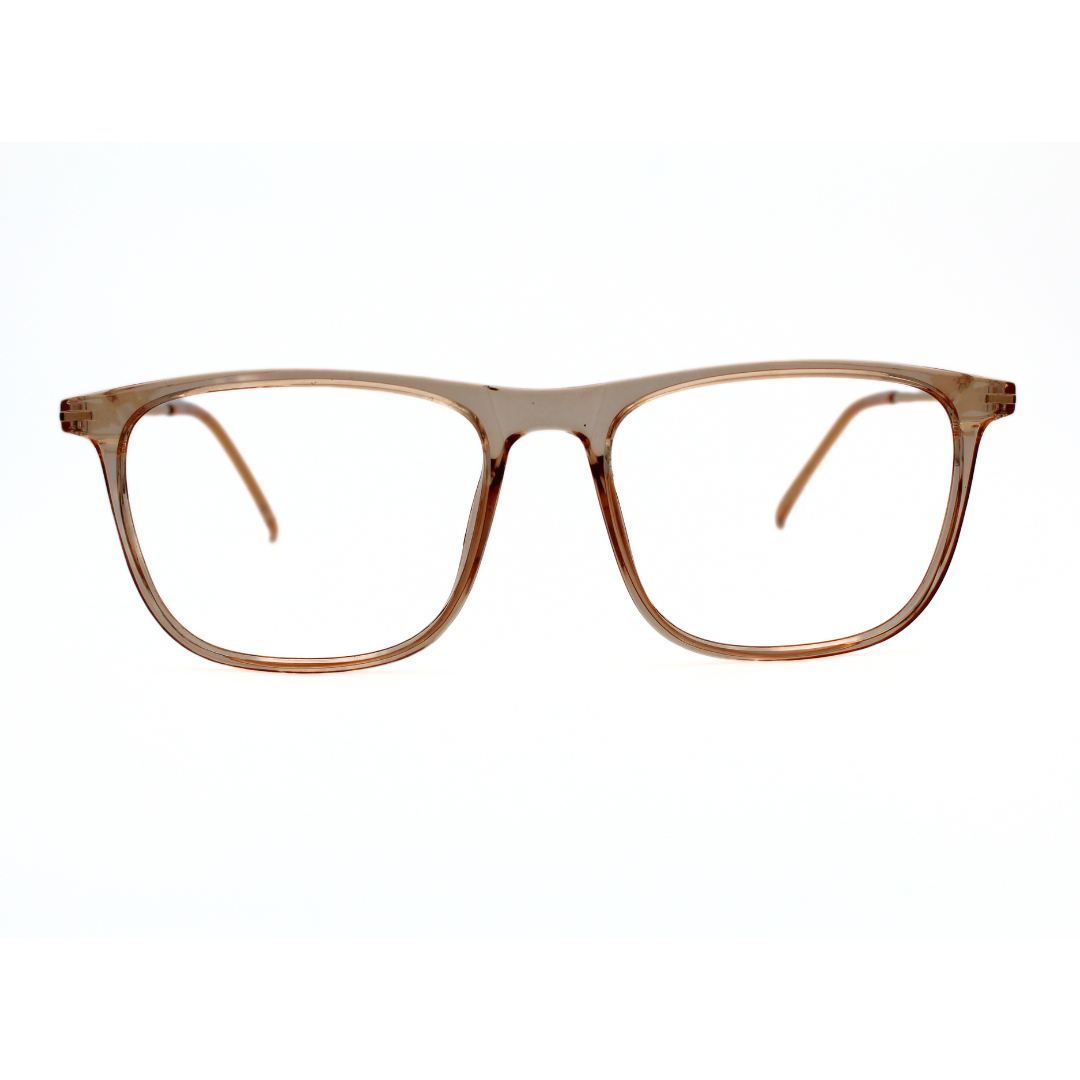 Transparent Brown Color Rectangle Eyeglass Frames -Suitable for Unisex