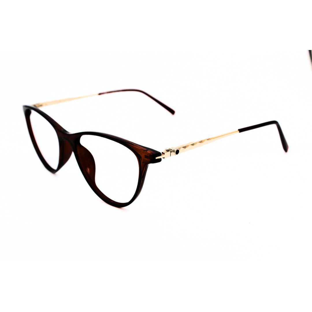 Jubleelens TR90 Metal Side Frame 126706 Glossy Brown Gold Eye Glass - Brown Add a Touch of Glamour to Your Look with These Brown Gold Glasses