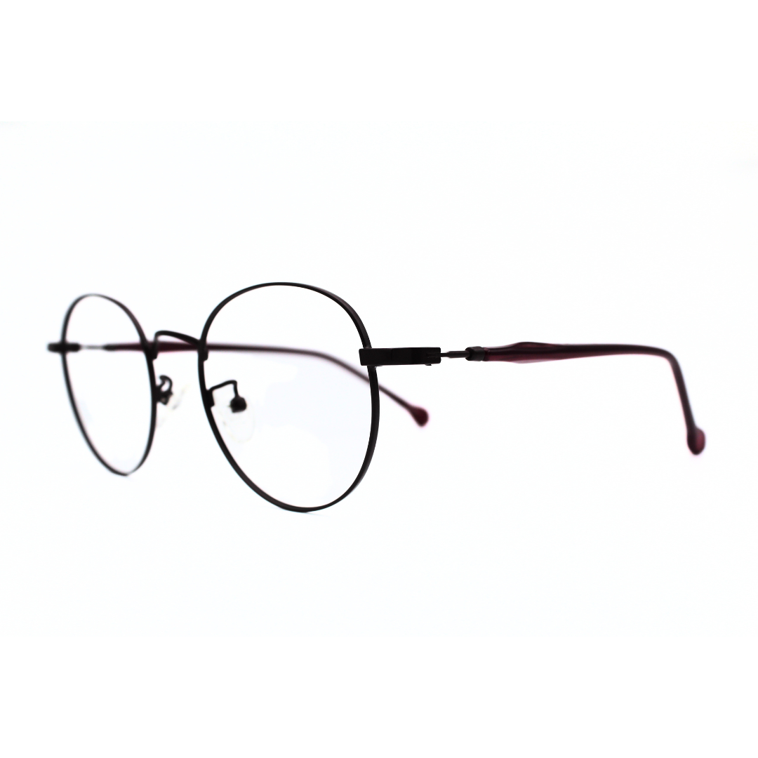 Jubleelens Frame Metal Round5872 Round Matt Maroon Eye Glass - Glossy Maroon Protect Your Eyes in Style with These Round Frames