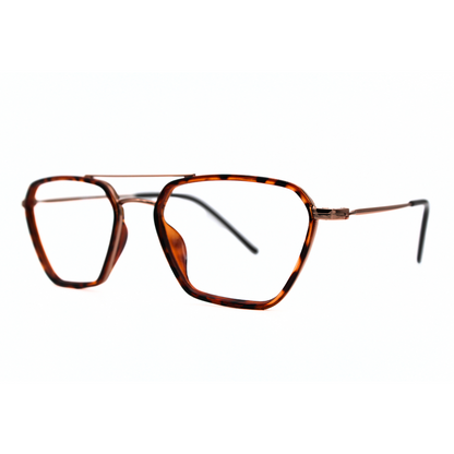 Jubleelens Metal Triangle Tortoise Brown Gold Eyeglasses Elevate Your Style