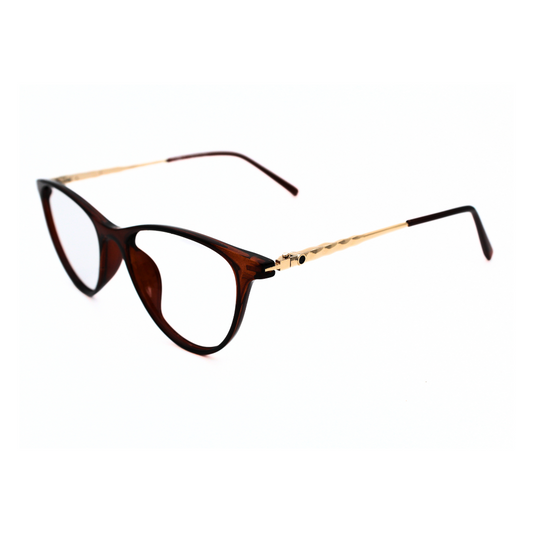 Jubleelens Trendy Oval Eyeglasses for Unisex- Glossy Brown Gold Brown 126706
