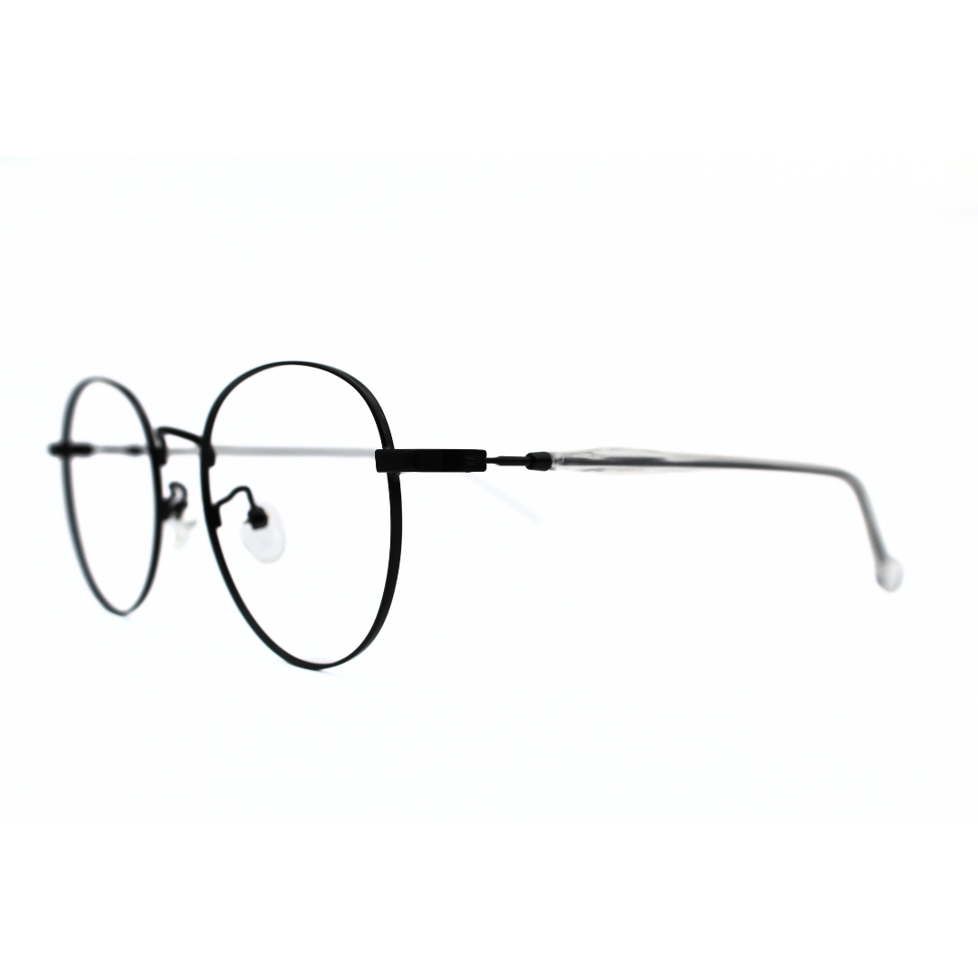 Jubleelens Metal Square5872 Round Matt Black Trans White Black Rod Eyeglasses A Frame for Every Face Shape