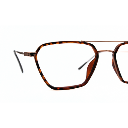 Jubleelens Metal Triangle Tortoise Brown Gold Eyeglasses Elevate Your Style