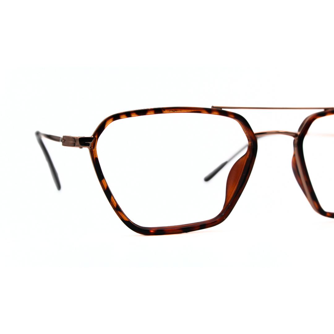 Jubleelens Metal Triangle Tortoise Brown Gold Brown Eyeglasses Elevate Your Style