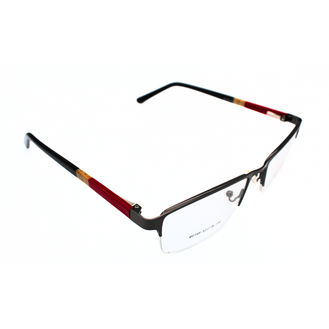 Jubleelens Supra80199 Supra Gunmetal Red Black Eyeglasses Make a Statement with Bold Style
