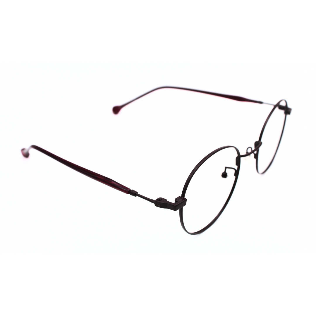 Jubleen's Frame Fancy Metal Round Eye Glass 5871 Round Matt Dark Maroon - Glossy Maroon TR Protect Your Eyes in Style with These Metal Round Frames