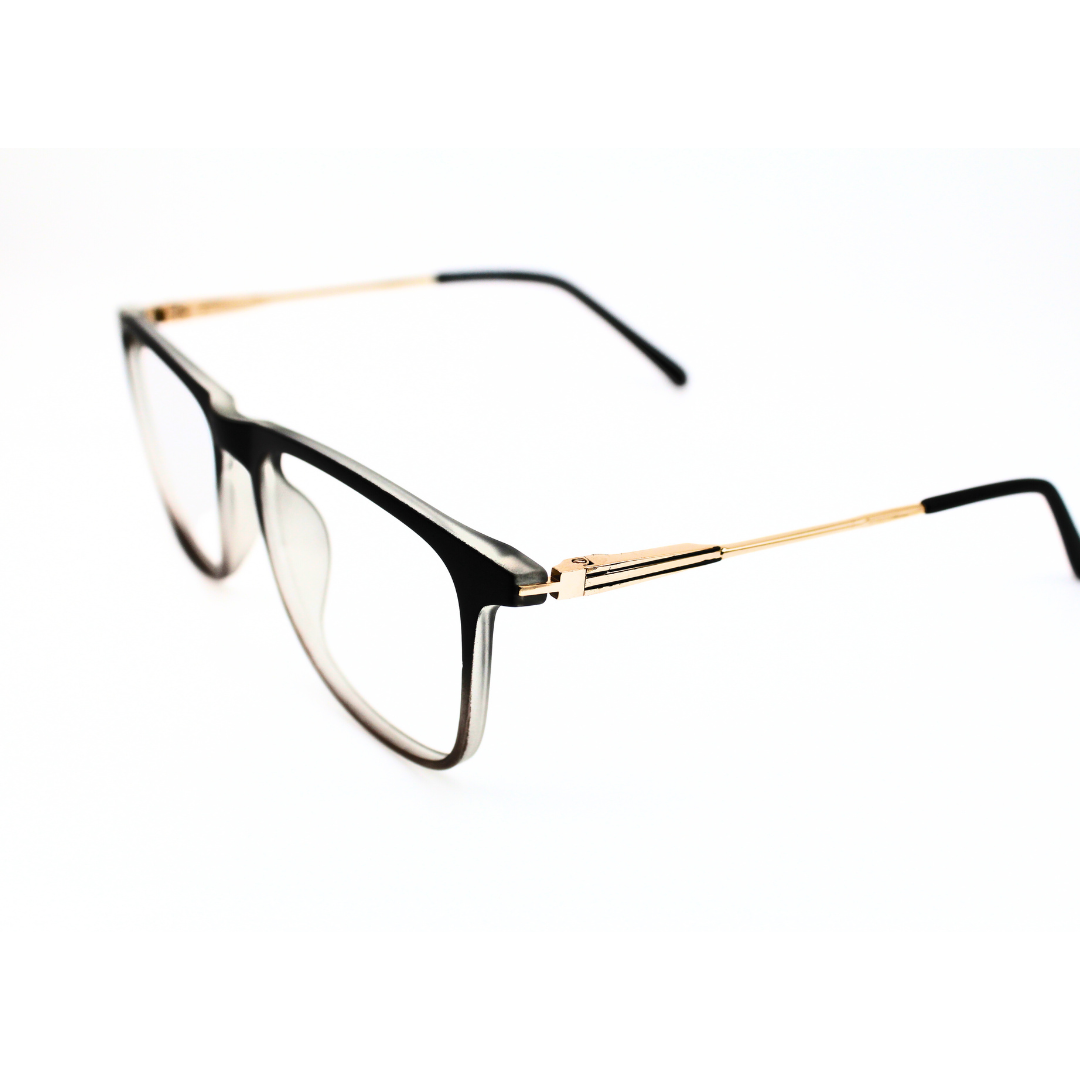 Full Rim Rectangle Glossy Black-Gery Eyeglass Frame Model No. 126703